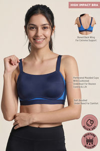 Zelocity High Impact Quick Dry Padded Sports Bra - Naval Academy — thumbnail 7